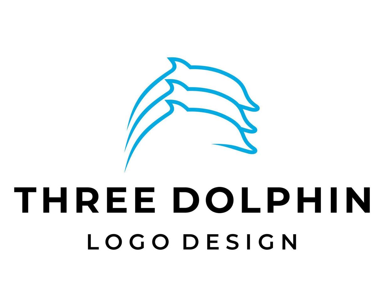 tre oceanisk delfin djur- logotyp design. vektor