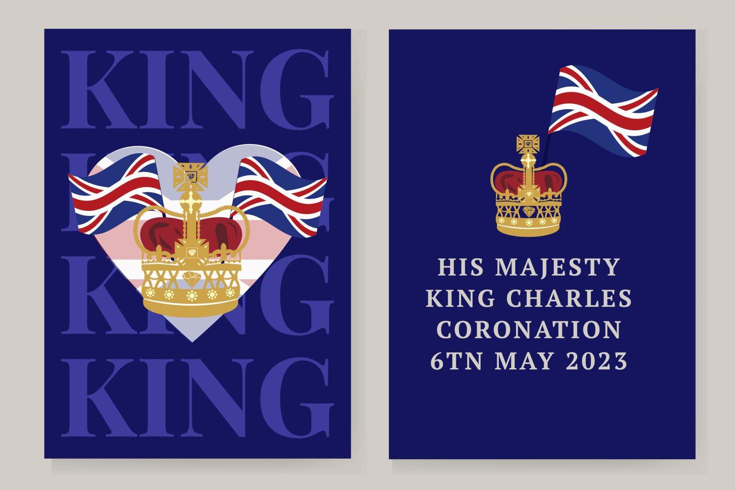 London, Großbritannien, 6. Mai. 2023. könig karl iii krönung karl von wales wird könig von england. weißer Pfosten, vektor