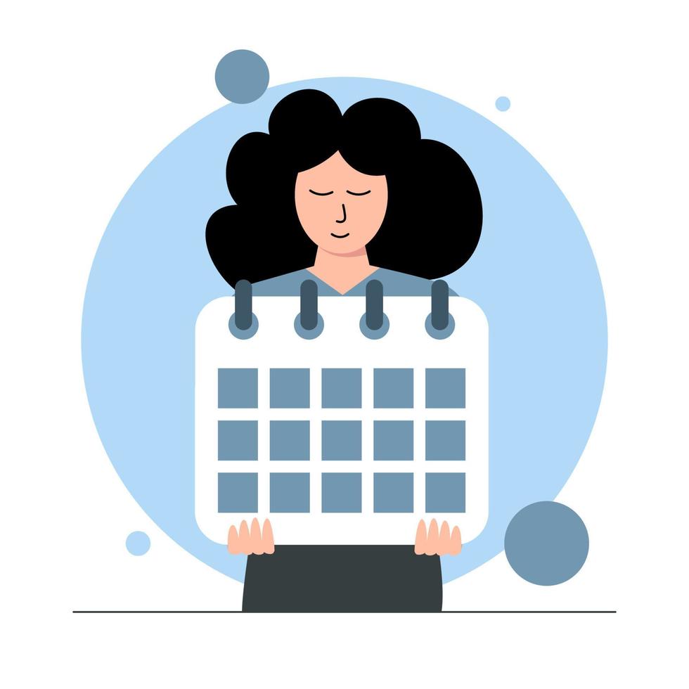 spara de datum kvinna med kalender i händer vektor