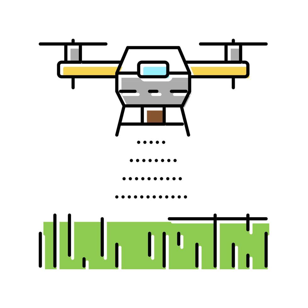 Drohnen-Landwirtschaftsbauernhof-Farbikonen-Vektorillustration vektor