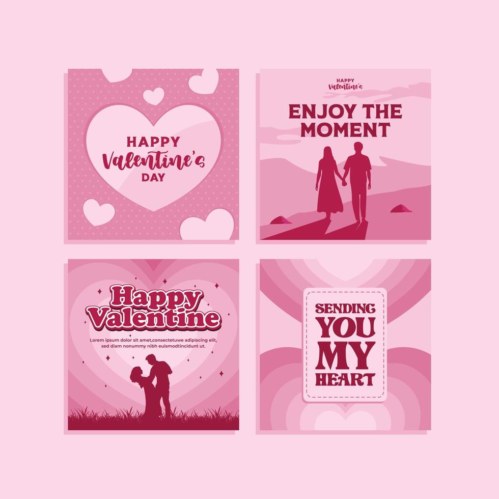platt rosa Instagram posta för valentines dag firande vektor
