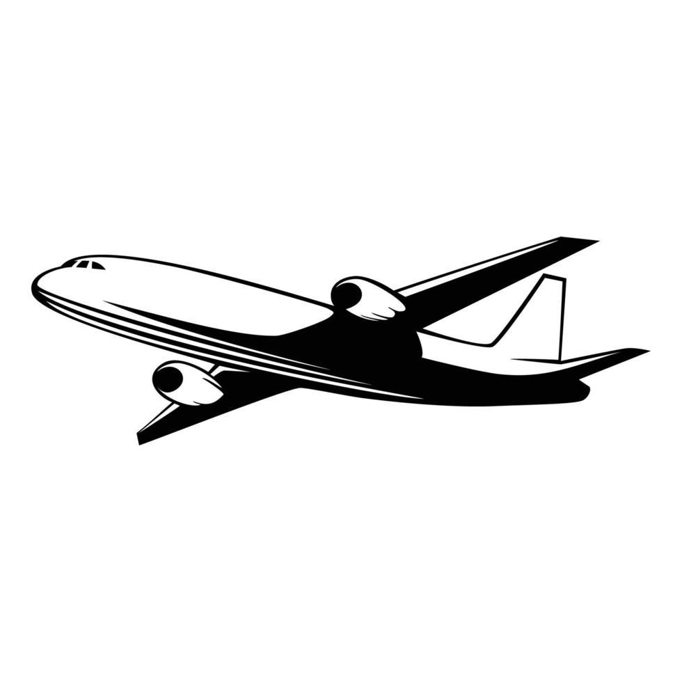 plan silhuett design. flygplan ikon, tecken och symbol. luft transport vektor illustration.