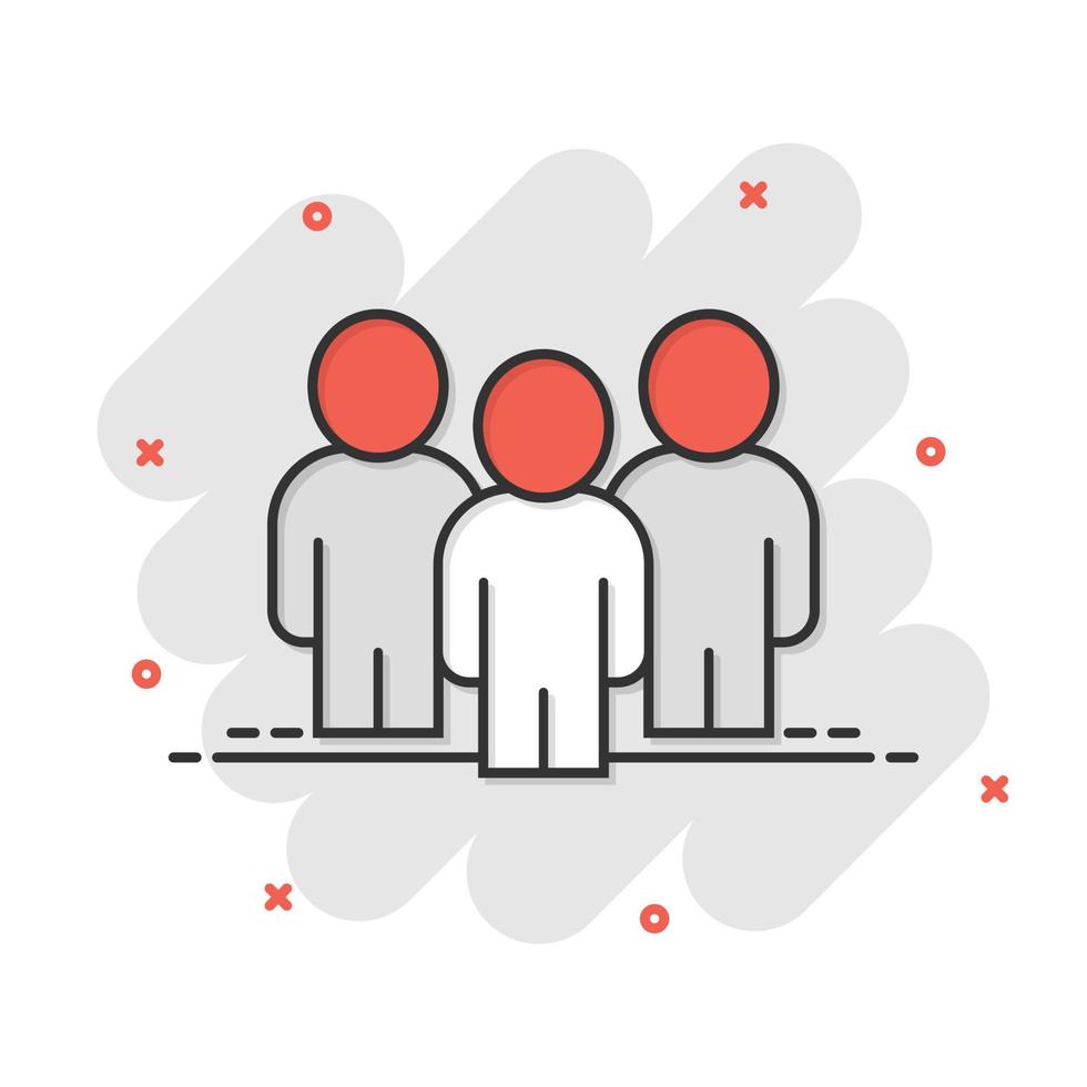 Menschen-Kommunikations-Ikone im Comic-Stil. Menschen Cartoon-Vektor-Illustration auf weißem Hintergrund. Geschäftskonzept mit Splash-Effekt für Partnerschaften. vektor