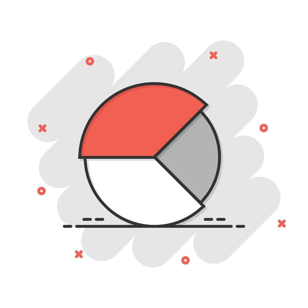 Diagrammsymbol im Comic-Stil. Diagrammkarikatur-Vektorillustration auf weißem getrenntem Hintergrund. Geschäftskonzept mit Splash-Effekt für Statistiken. vektor