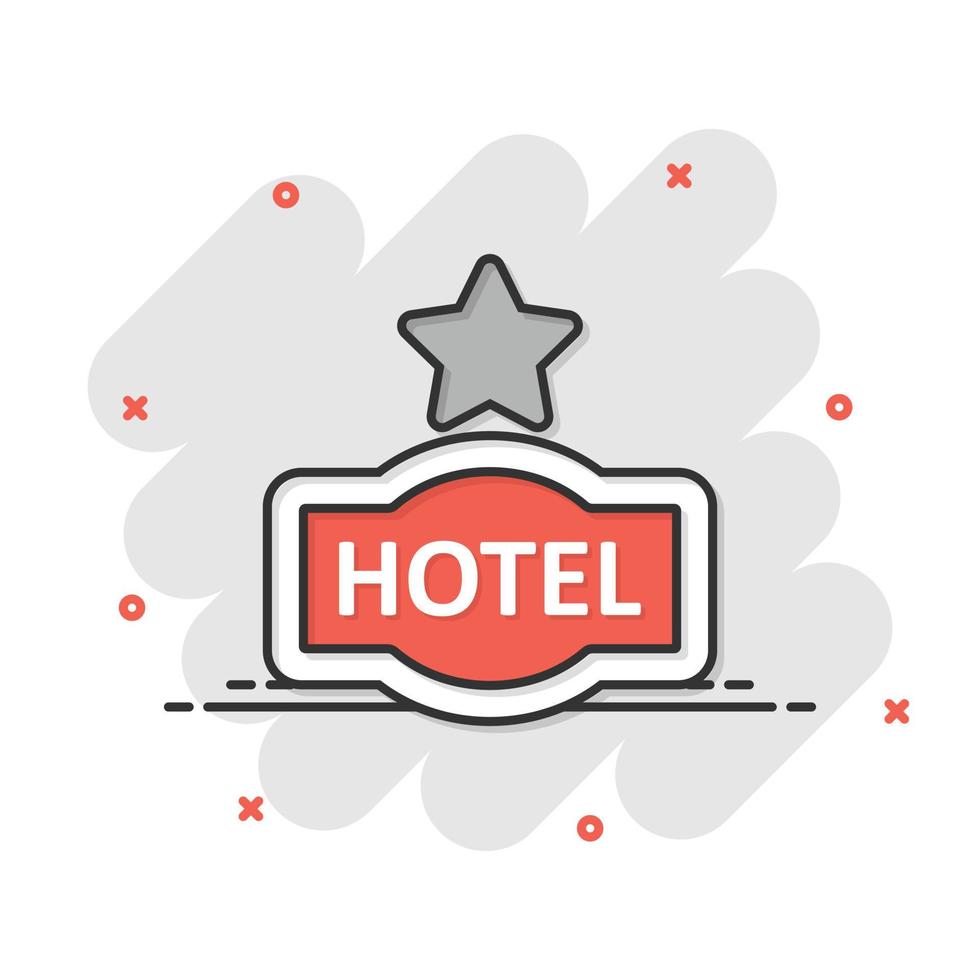 hotell 1 stjärna tecken ikon i komisk stil. värdshus tecknad serie vektor illustration på vit isolerat bakgrund. vandrarhem rum information stänk effekt företag begrepp.
