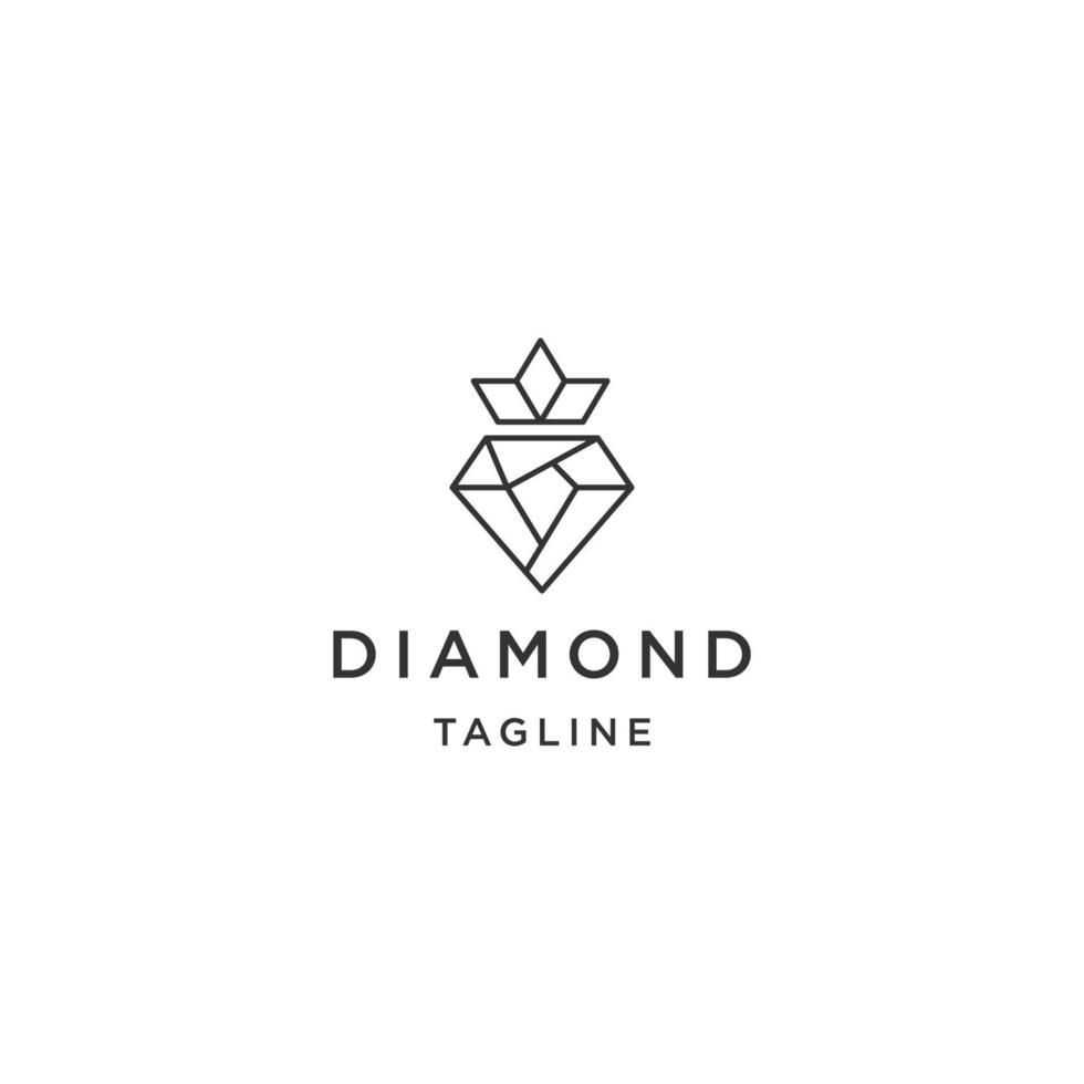 diamant kung linje logotyp ikon design mall platt vektor
