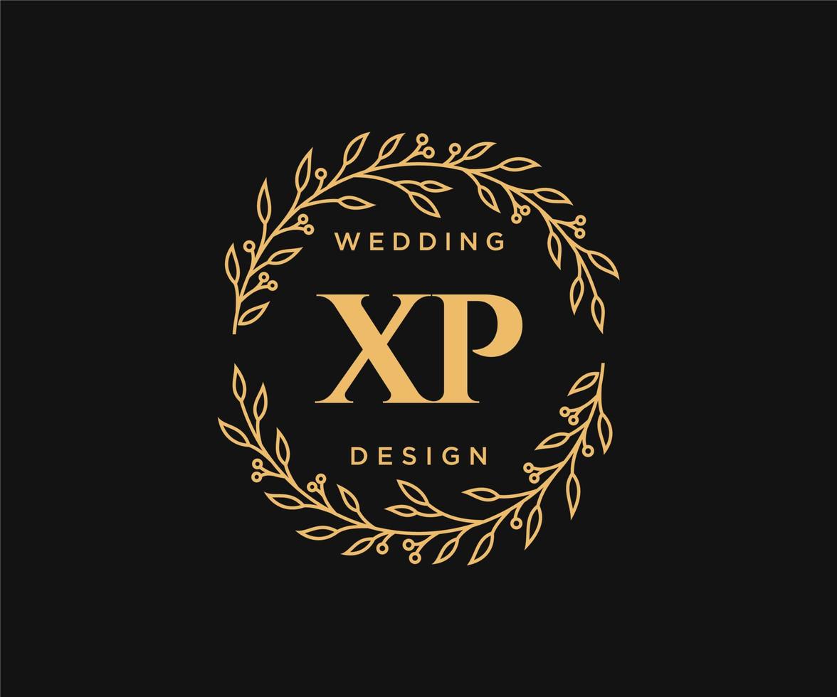 xp initialer brev bröllop monogram logotyper samling, hand dragen modern minimalistisk och blommig mallar för inbjudan kort, spara de datum, elegant identitet för restaurang, boutique, Kafé i vektor