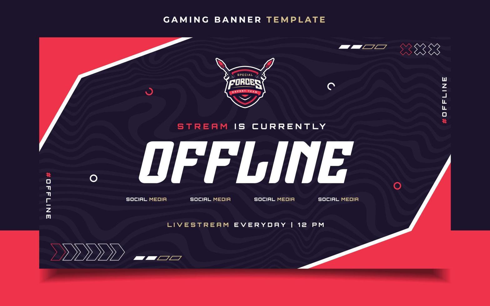 Offline-Stream-Gaming-Banner-Vorlage mit Logo für Social-Media-Flyer vektor