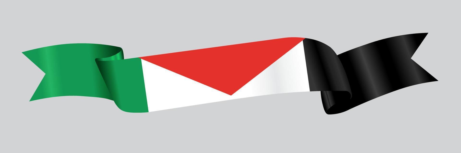 3D-Flagge von Palästina am Band. vektor