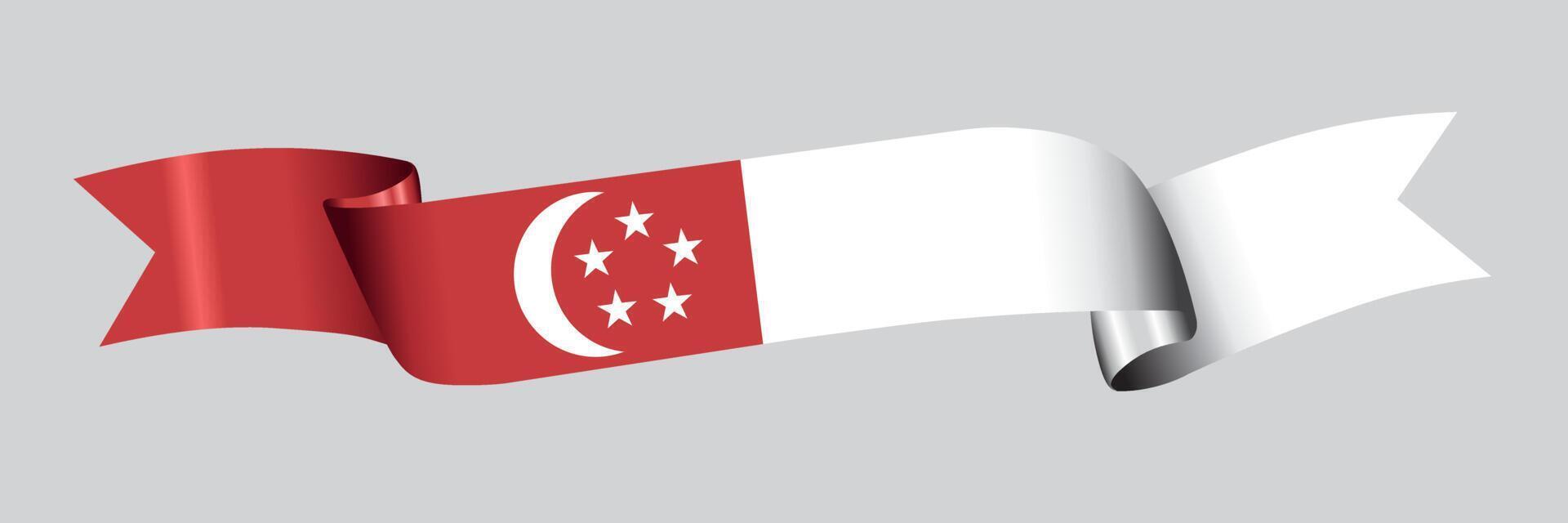 3D-Flagge von Singapur am Band. vektor