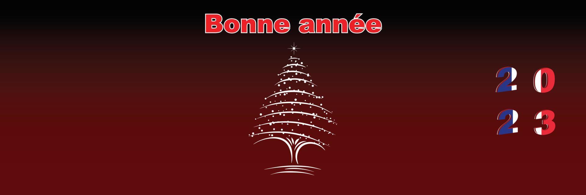 glad jul och Lycklig ny år webb sida omslag. Frankrike flagga på de år 2023. Semester design för hälsning kort, baner, firande affisch, fest inbjudan. vektor illustration.
