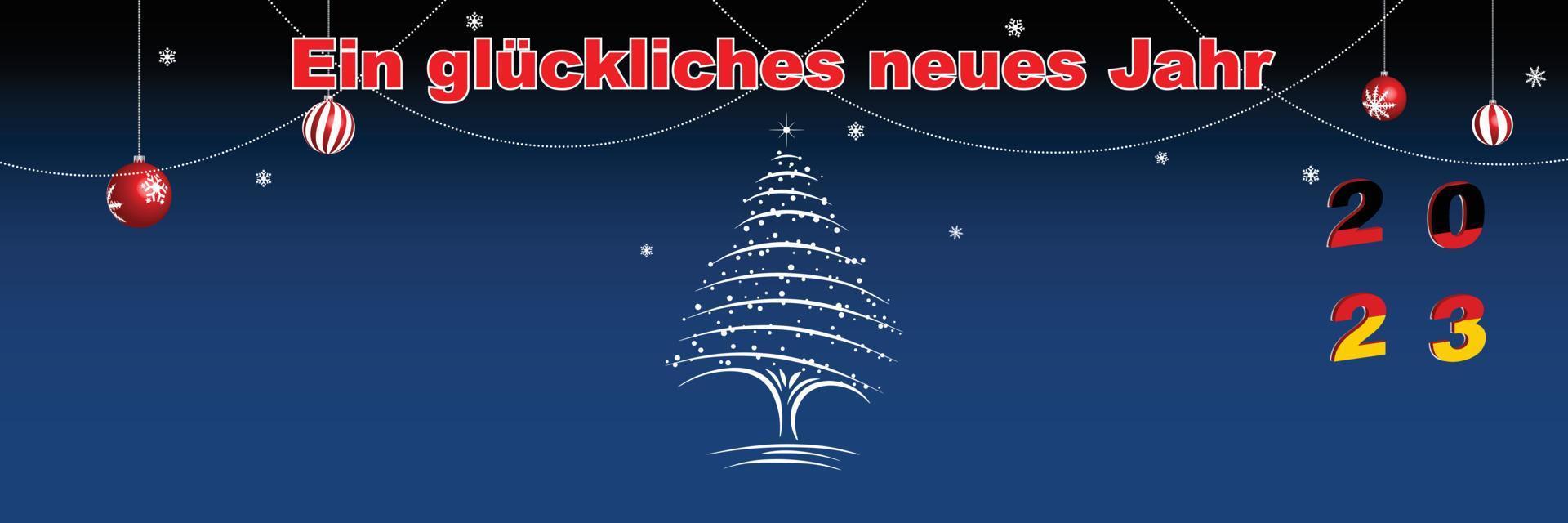 frohe weihnachten und guten rutsch ins neue jahr webseitencover. deutschlandfahne im jahr 2023. feiertagsdesign für grußkarte, banner, feierplakat, partyeinladung. Vektor-Illustration. vektor