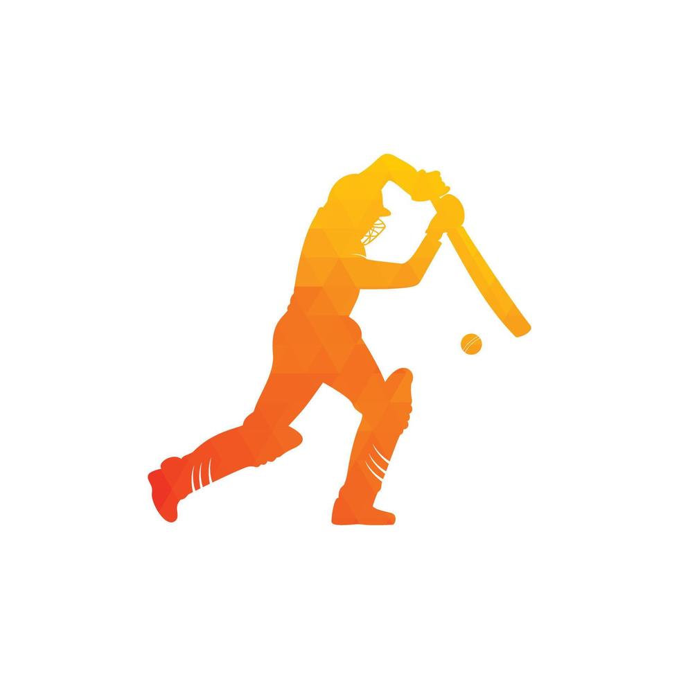slagman spelar cricket. cricket konkurrens logotyp. stiliserade kricketspelare karaktär för hemsida design. cricket mästerskap. vektor