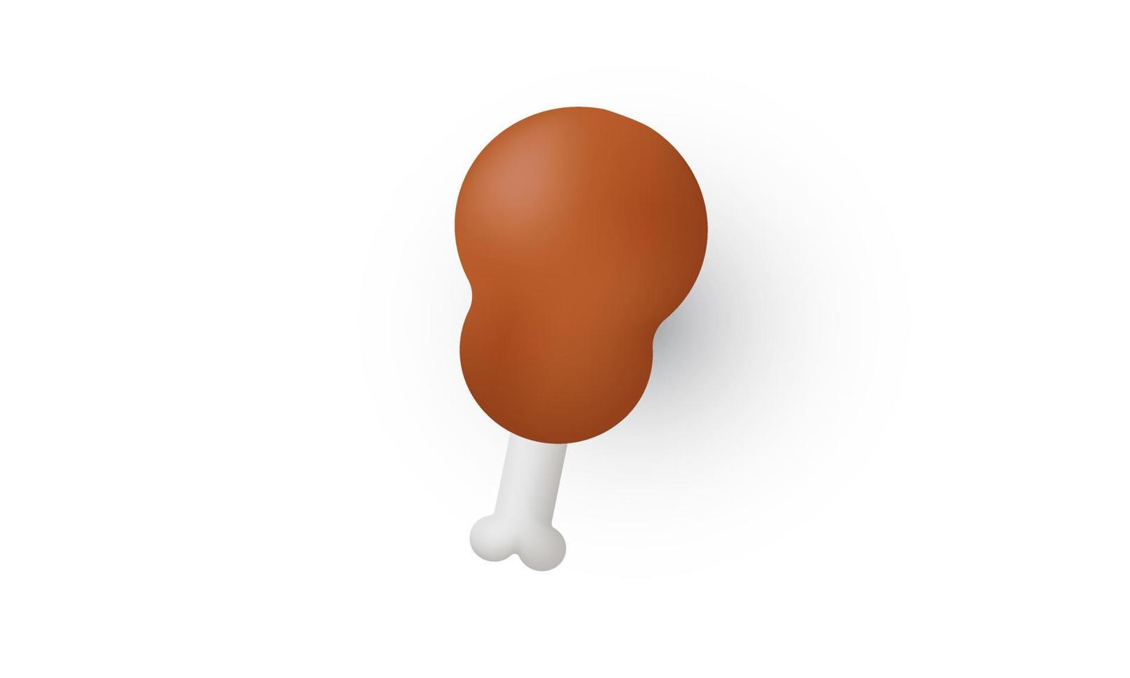 illustration realistisk friterad kyckling 3d kreativ isolerat på bakgrund vektor