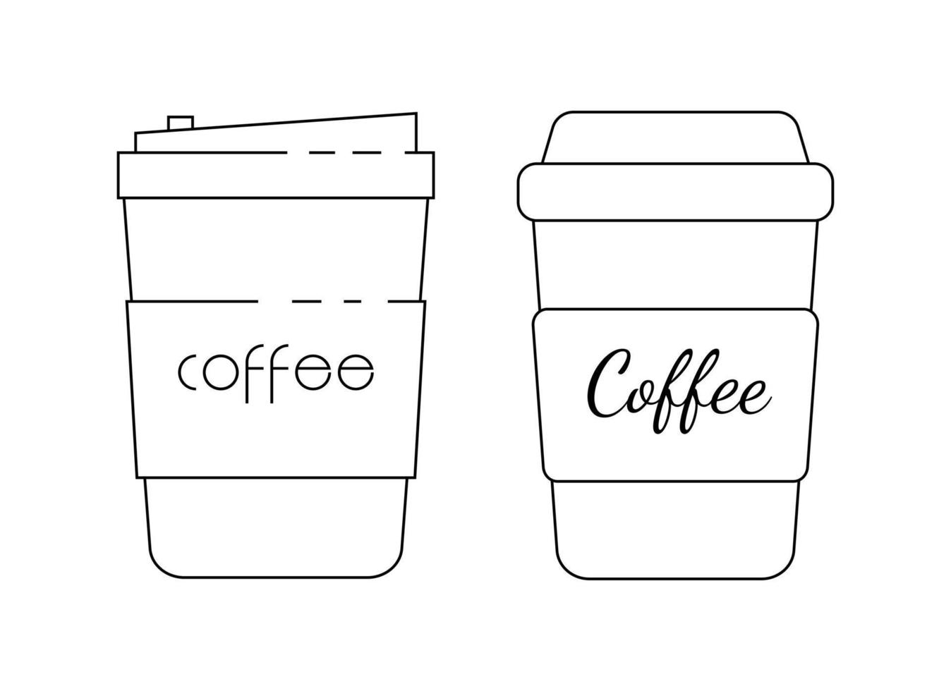 Pappbecher. Tassen für heißen Kaffee. behältergetränk für heiße illustration des cafés, des kaffees oder des tees. Vektor eps110