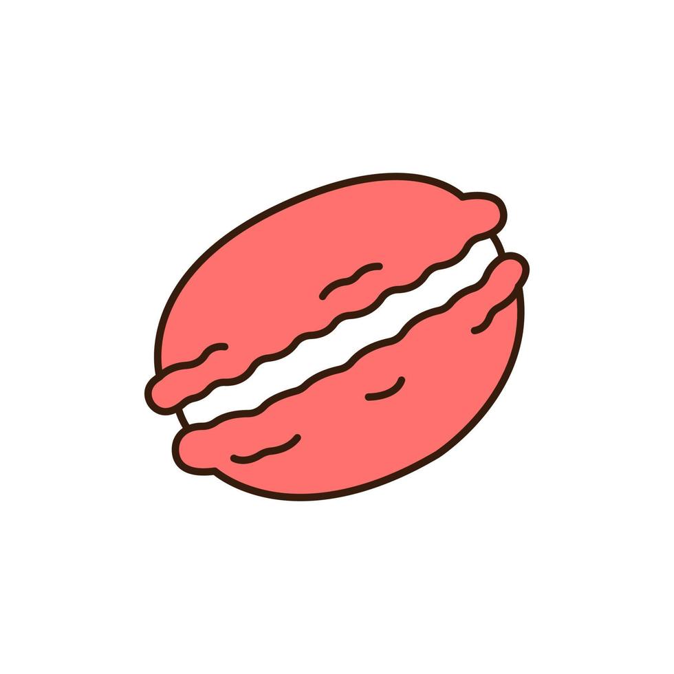 Rosa Makronen-Dessert-Doodle-Symbol. vektor