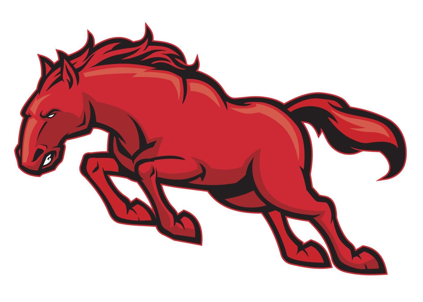 wildes pferd, das maskottchen-logo-stil läuft vektor