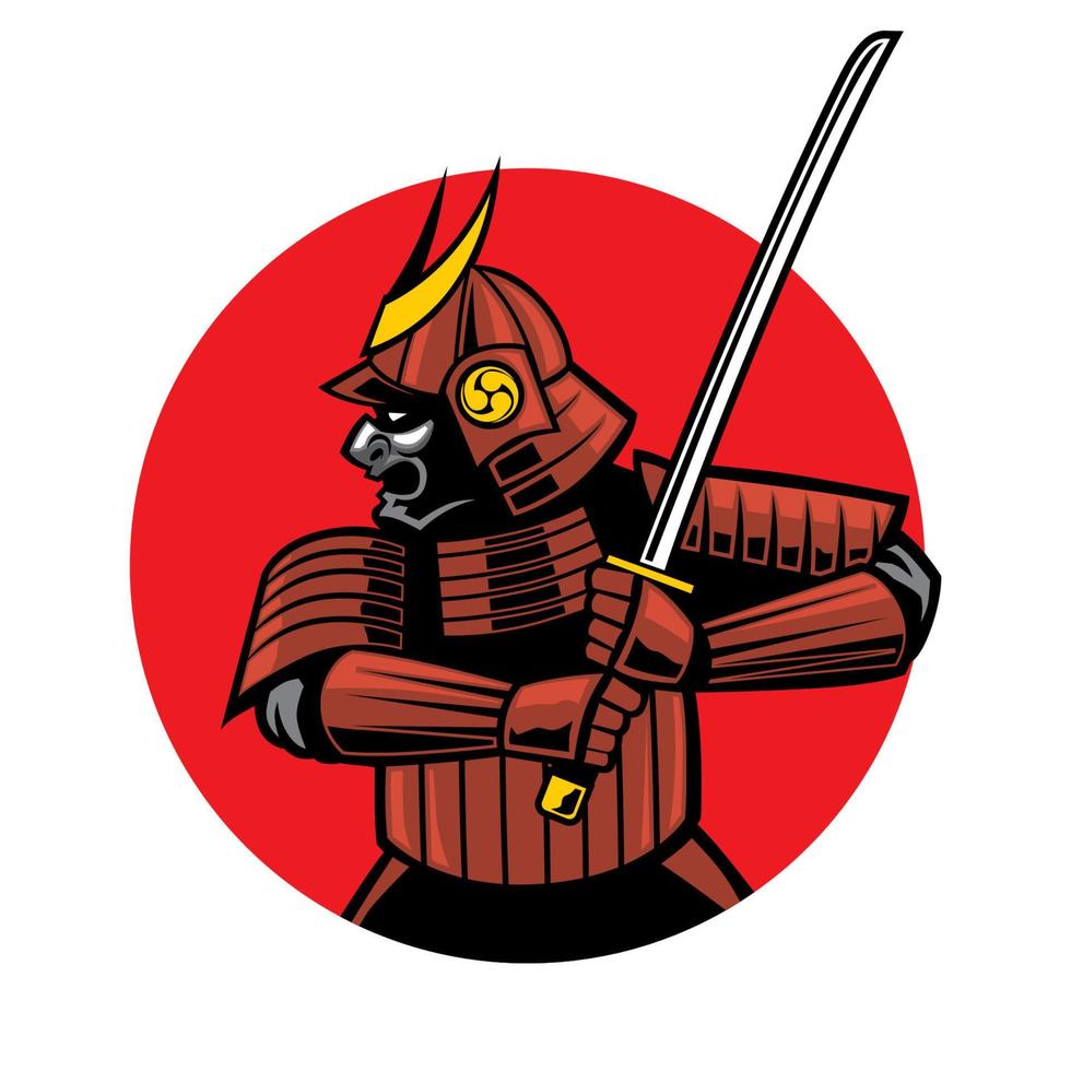 Samurai-Krieger-Maskottchen vektor