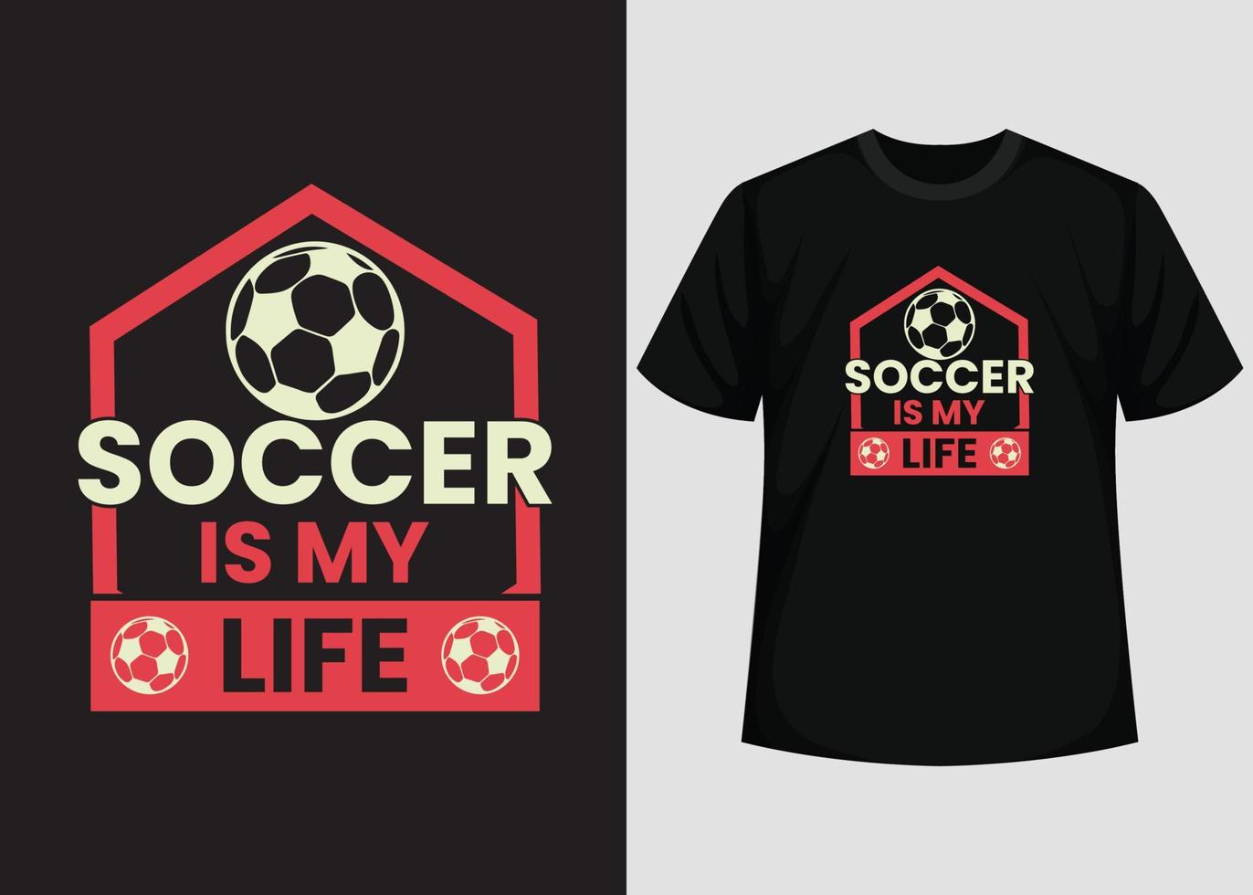 Fußball ist mein Leben-T-Shirt-Design. bestes glückliches Fußballtag-T-Shirt-Design. T-Shirt-Design, Typografie-T-Shirt, Vektor- und Illustrationselemente für druckbare Produkte. vektor