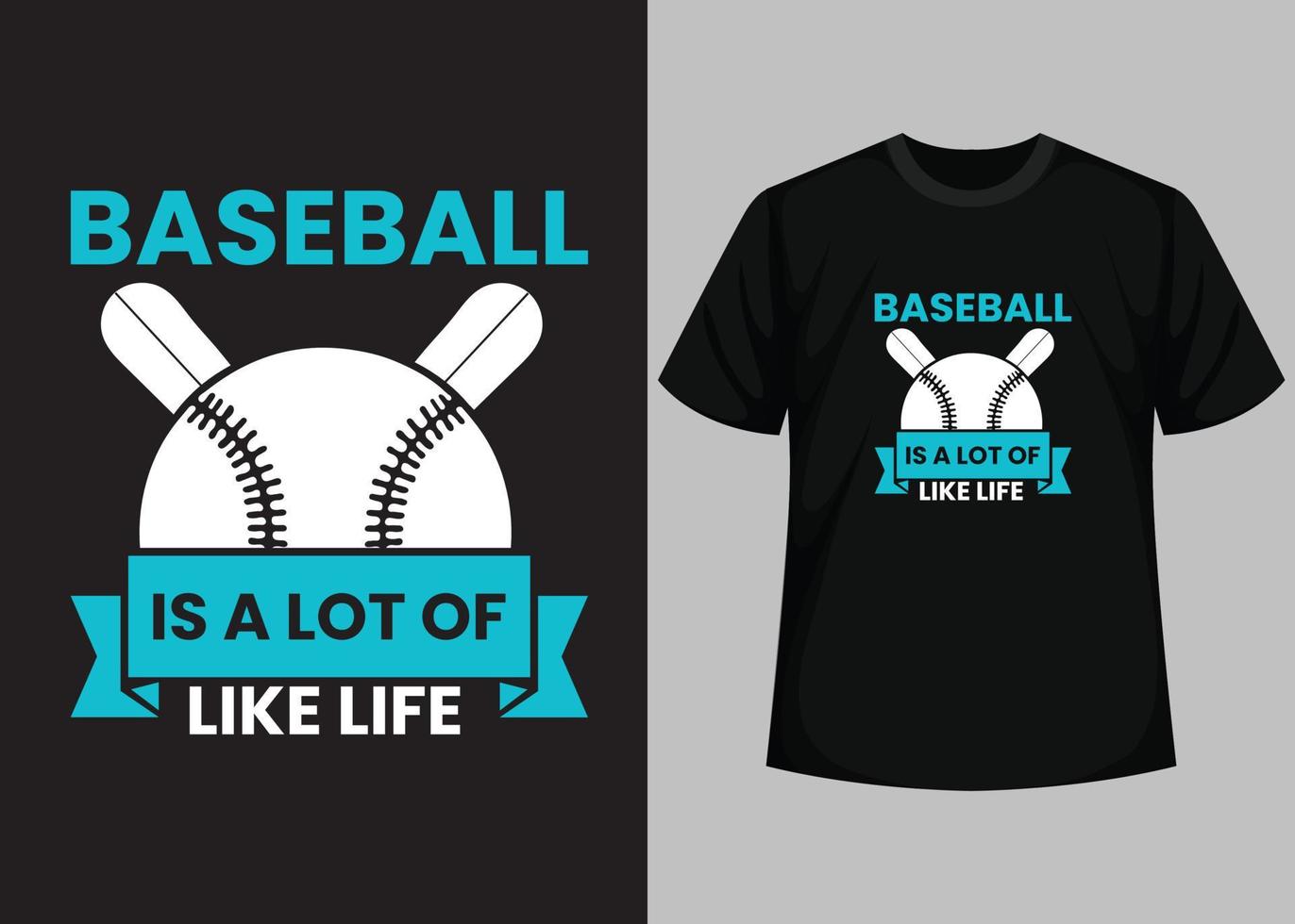 Baseball ist dem Leben für Baseball-T-Shirt-Design sehr ähnlich. Baseball-T-Shirt-Design druckbare Vektorvorlage. Typografie, Vintage, Retro-Baseball-T-Shirt-Design. vektor