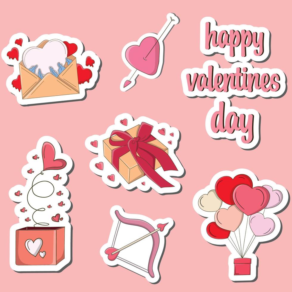 buntes, handgezeichnetes Valentins-Sticker-Design vektor