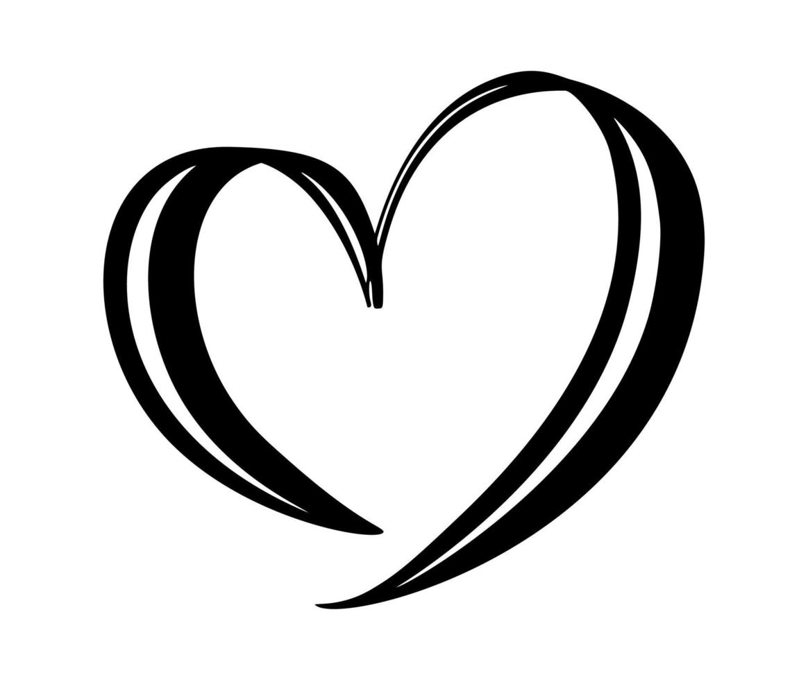 Vektor-Kalligrafie-Herz romantisches Logo. liebe valentinstag symbol logo verknüpft, beitreten, leidenschaft und hochzeitssymbol. Vorlage für Karte, Poster. entwerfen sie flache elementillustration vektor