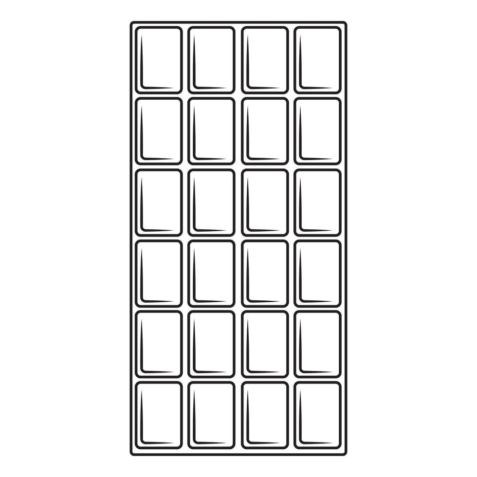 Schokoriegel ohne Verpackung, schwarzer Umriss, Vektorgrafik im Doodle-Stil vektor