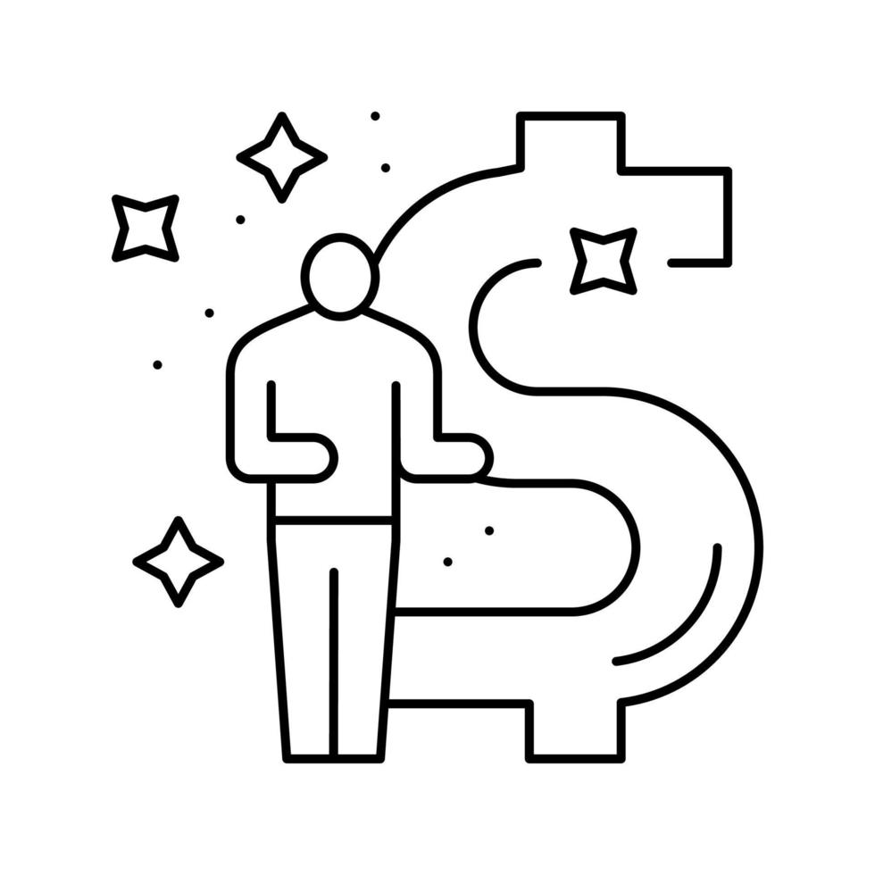 affärsman finansiell frihet pengar linje ikon vektor illustration
