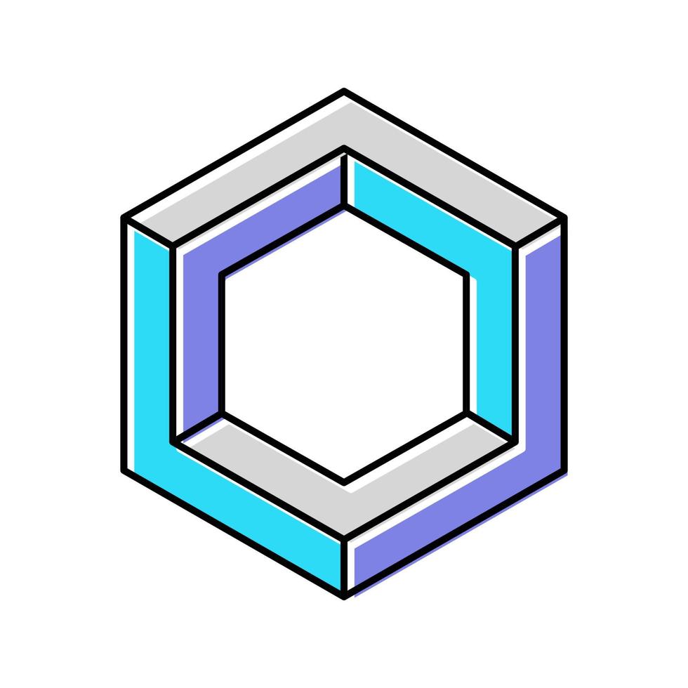 Hexagon unmöglich geometrische Form Farbe Symbol Vektor Illustration
