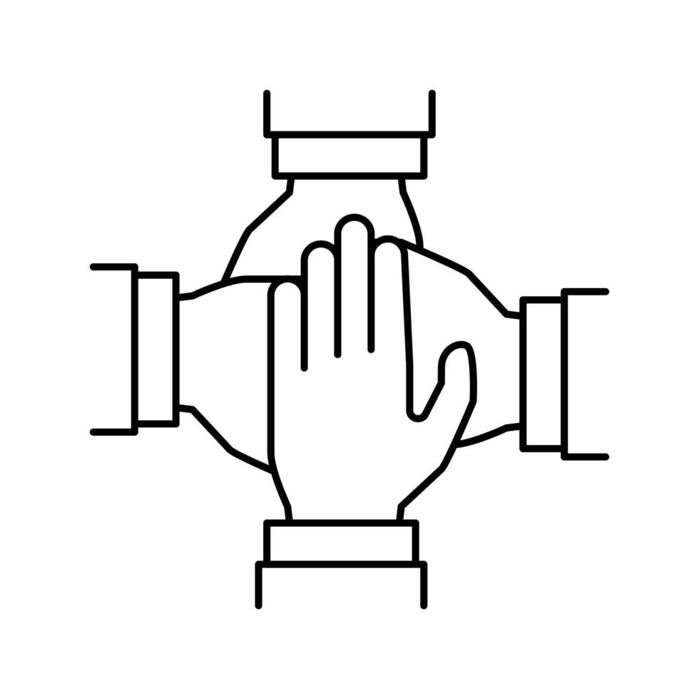 Teamarbeit Handshake Symbol Leitung schwarz Vektorgrafik vektor