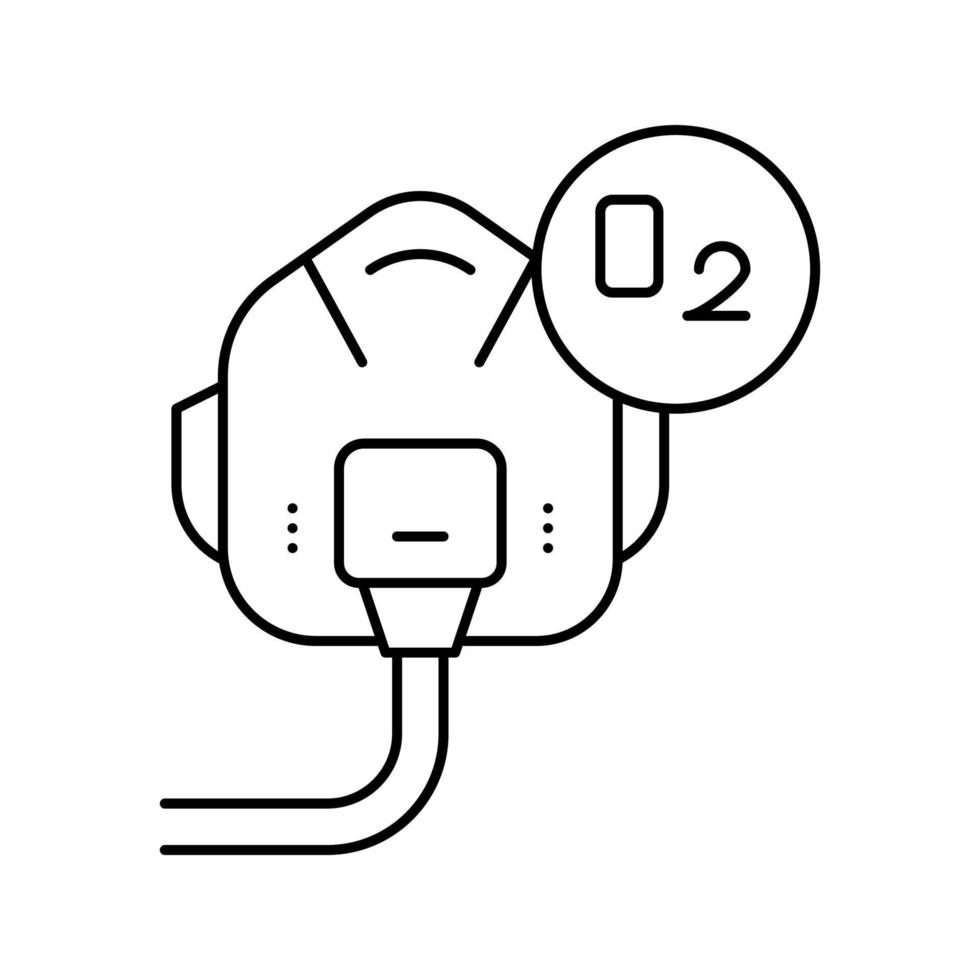 Pilot Sauerstoff Gesichtsmaske Linie Symbol Vektor Illustration