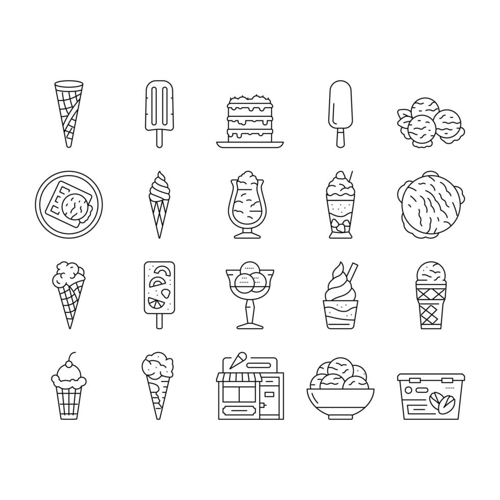 Eis leckere Dessert-Essen-Icons Set Vektor