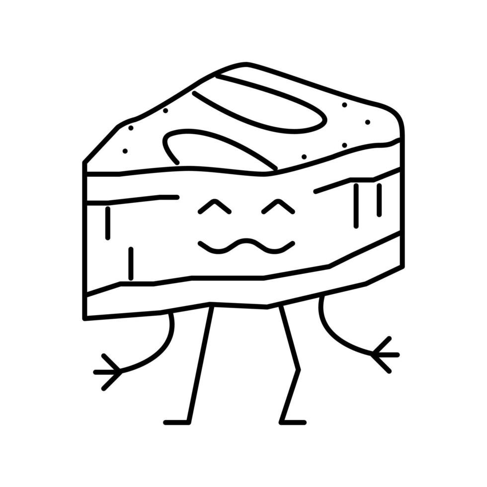 cheesecake efterrätt karaktär linje ikon vektor illustration