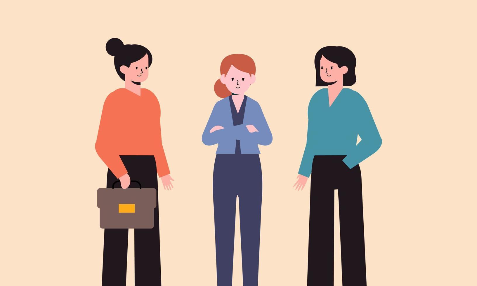 Selbstbewusste Geschäftsfrauen stehen zusammen. Starke Unternehmerinnen unterstützen sich gegenseitig vektor