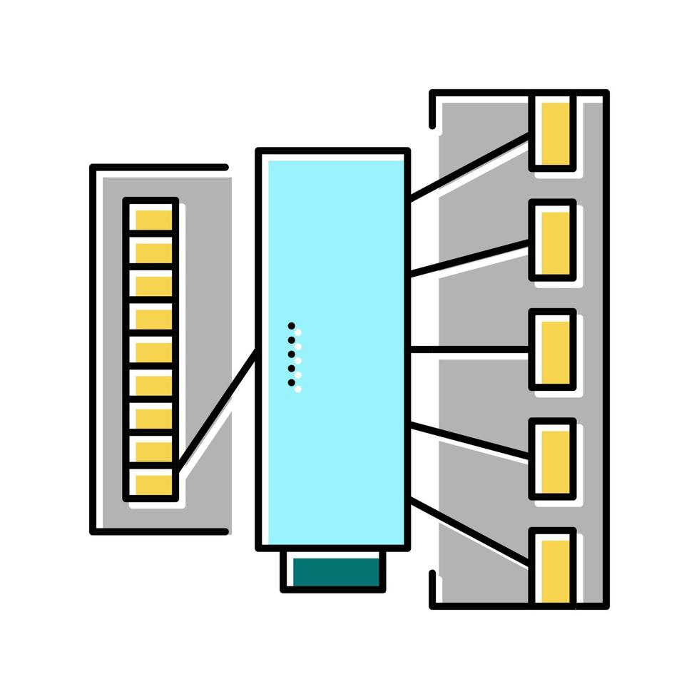 Seidenfaden Produktionsindustrie Maschine Farbsymbol Vektor Illustration