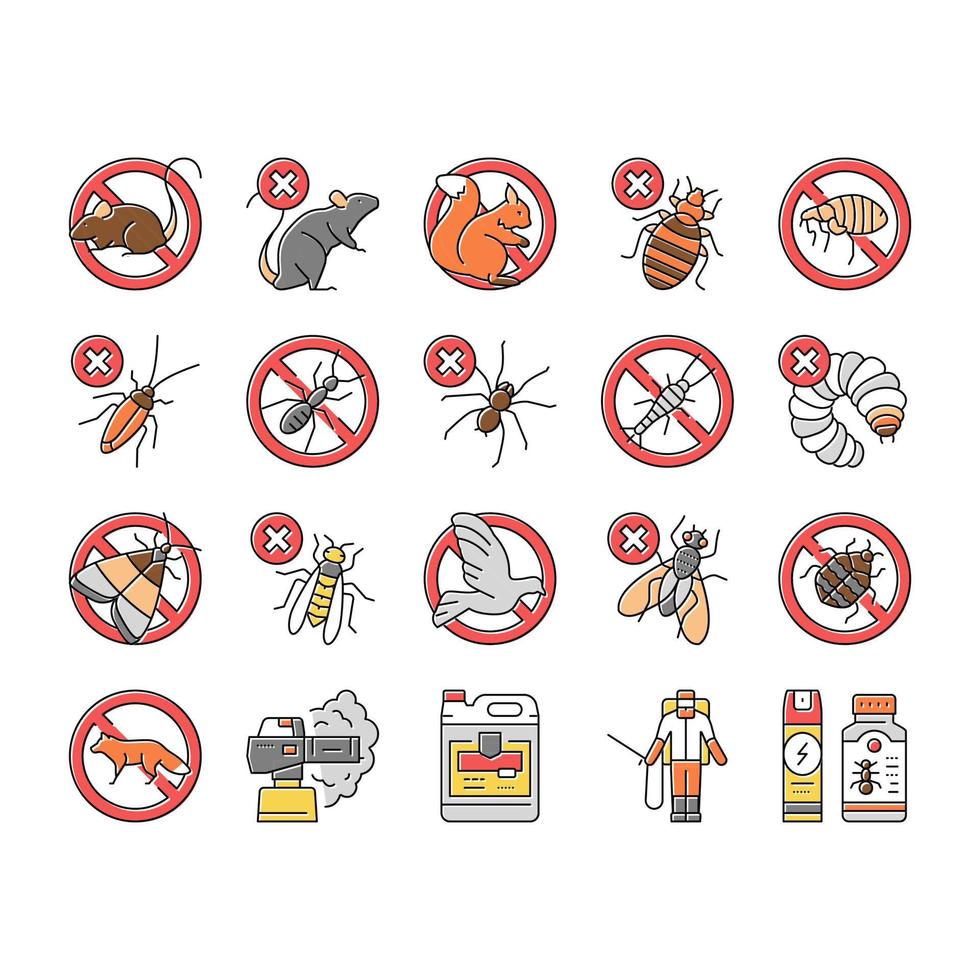 Symbole für die Behandlung von Schädlingsbekämpfungsdiensten setzen Vektor