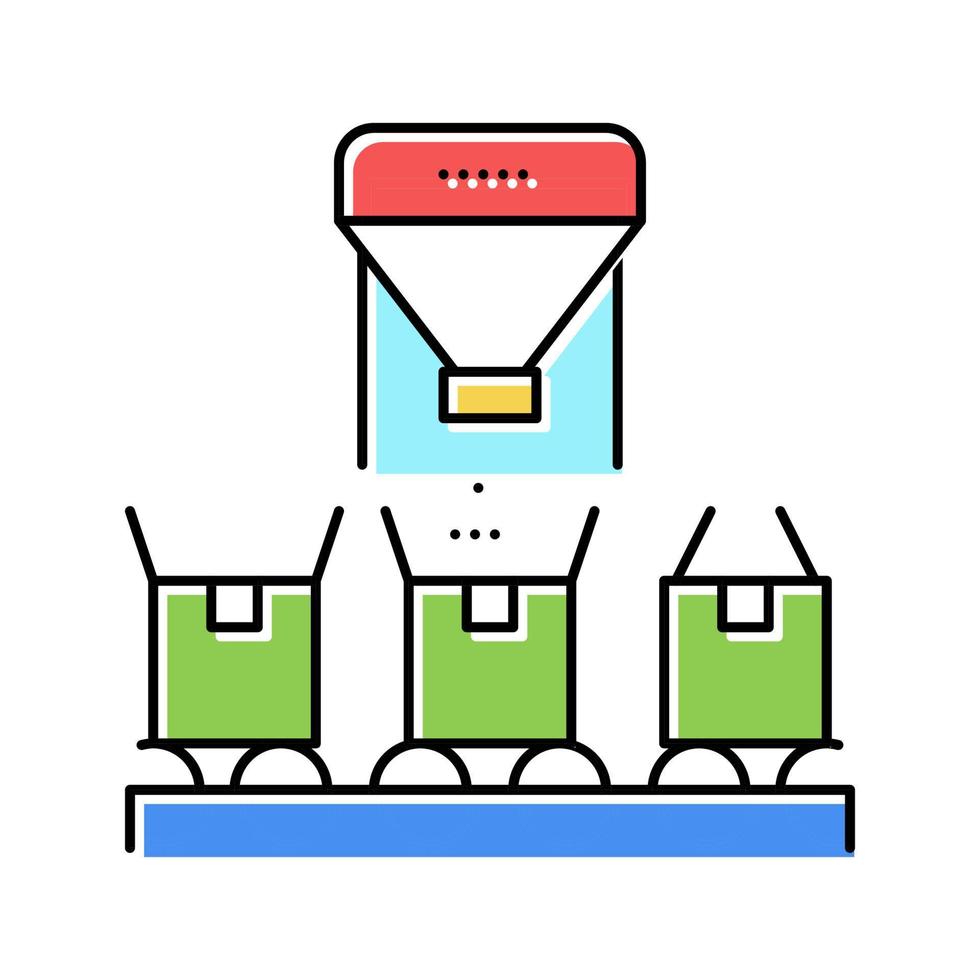 Kästen, die mit Waren gefüllt werden, Farbsymbol-Vektorillustration vektor