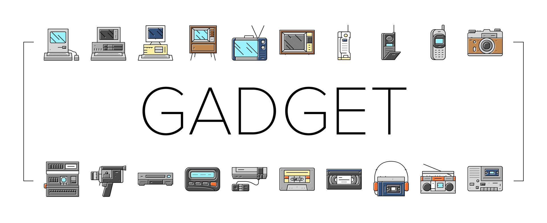 Gerätesymbole für Retro-Gadget-Technologie setzen Vektor