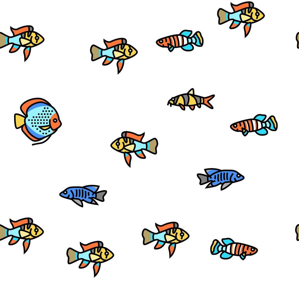 akvarium fisk tropisk djur- vektor sömlös mönster