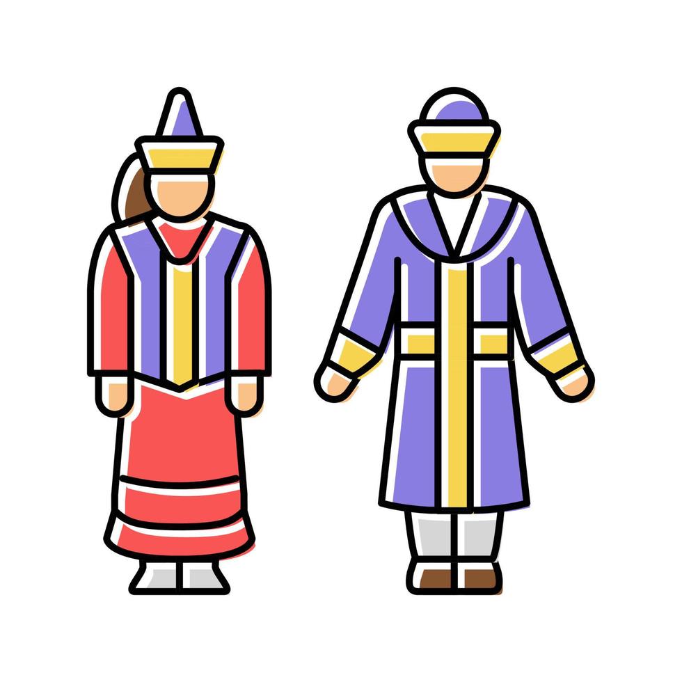 kasachstan nationale kleidung farbe symbol vektor illustration
