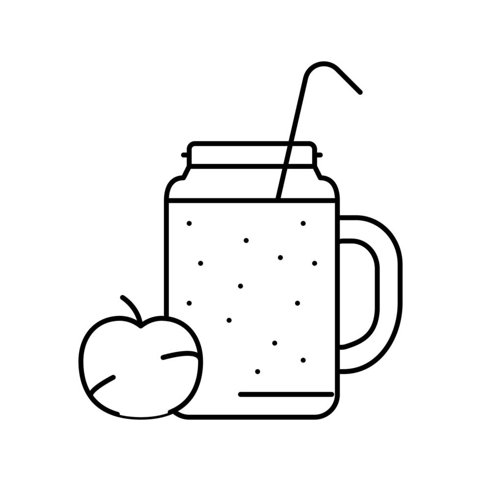 Apfelsaft Smoothie Fruchtsaft Essen Symbol Leitung Vektor Illustration