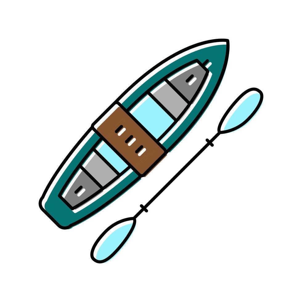 kajak båt färg ikon vektor illustration