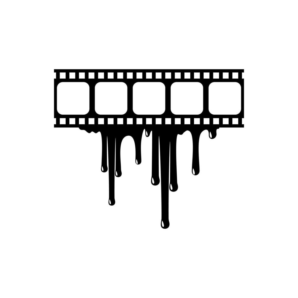 Silhouette des blutigen Streifenfilmzeichens für Filmikonensymbol mit Genre-Horror, Thriller, Gore, Sadistic, Splatter, Slasher, Mysterium, Grusel. Vektor-Illustration vektor