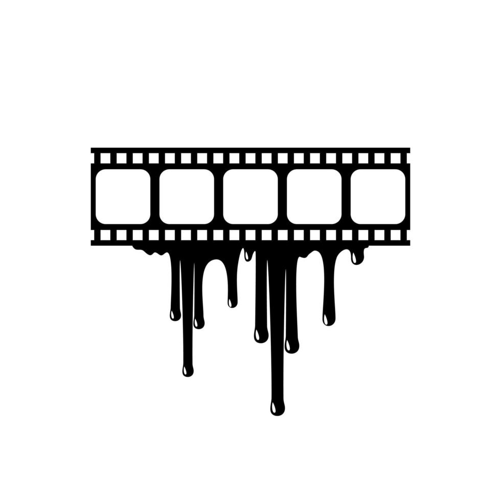 silhuett av de blodig rand filma tecken för film ikon symbol med genre Skräck, thriller, levrat blod, sadistisk, stänka ner, slasher, mysterium, skrämmande. vektor illustration