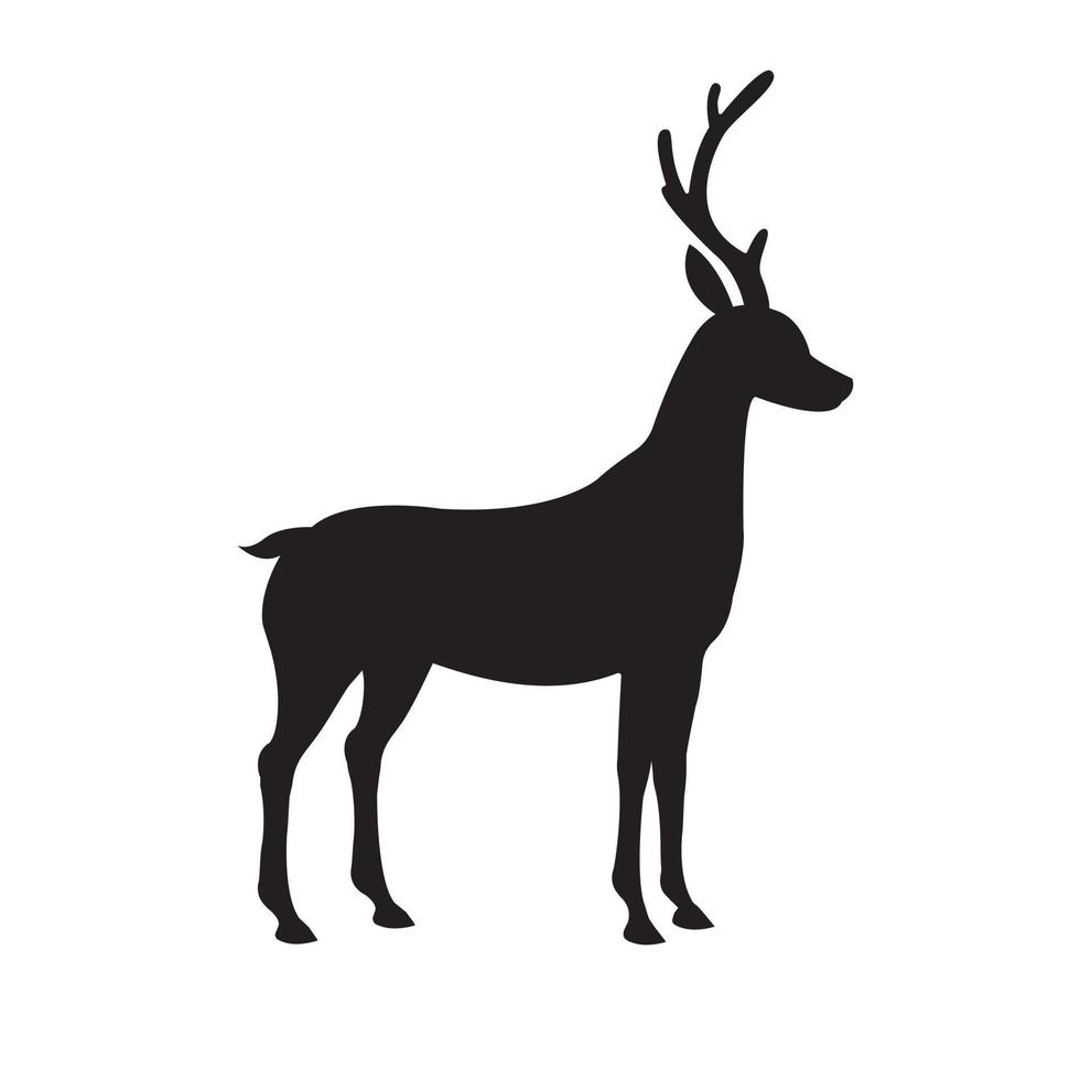 Vektor handgezeichnete flache Hirsch Silhouette isoliert auf weißem Hintergrund