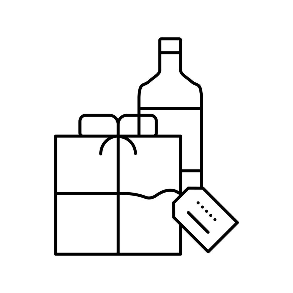 alkoholisches Getränk Geschenklinie Symbol Vektor Illustration
