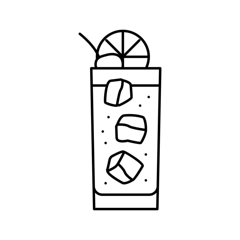 tom collins cocktail glas dryck linje ikon vektor illustration