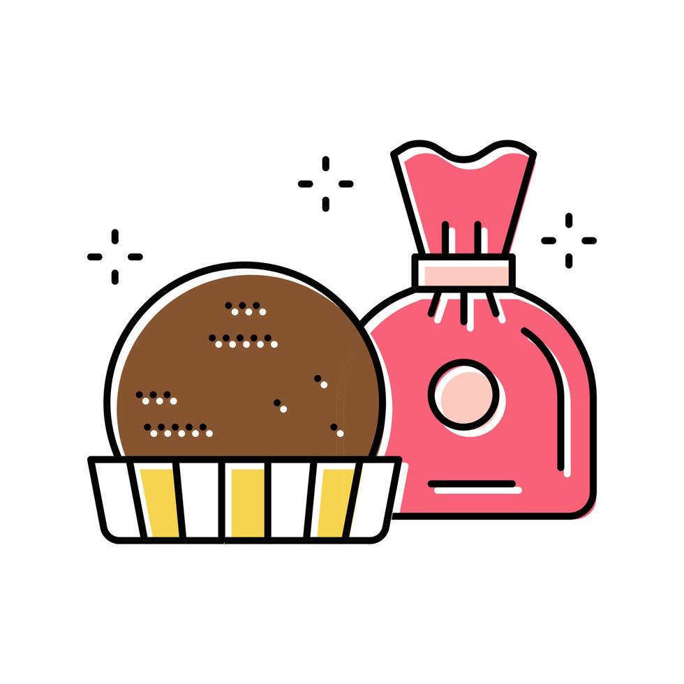 choklad godis i sfärisk form färg ikon vektor illustration