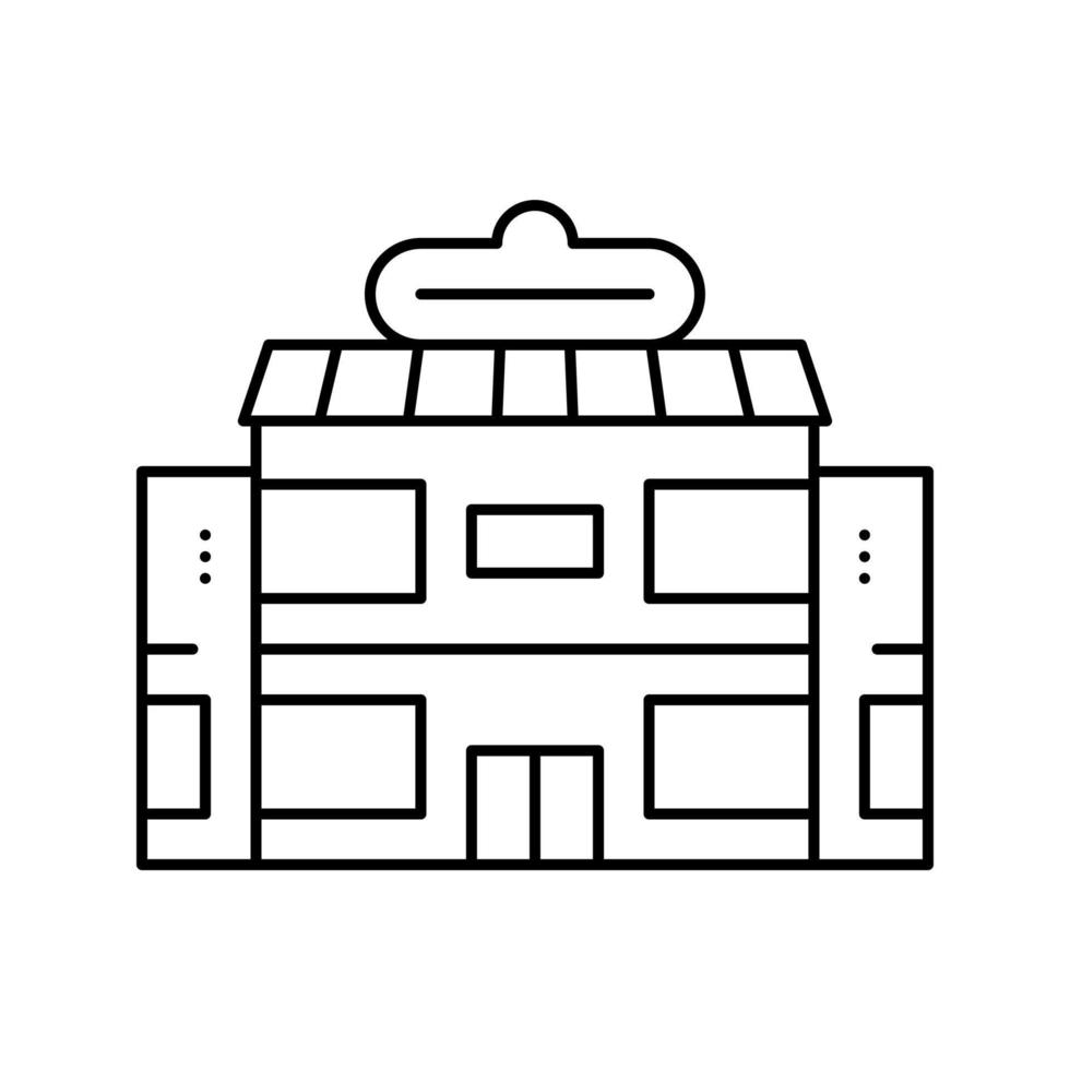 Supermarkt-Gebäudelinie Symbol Vektor schwarz Illustration