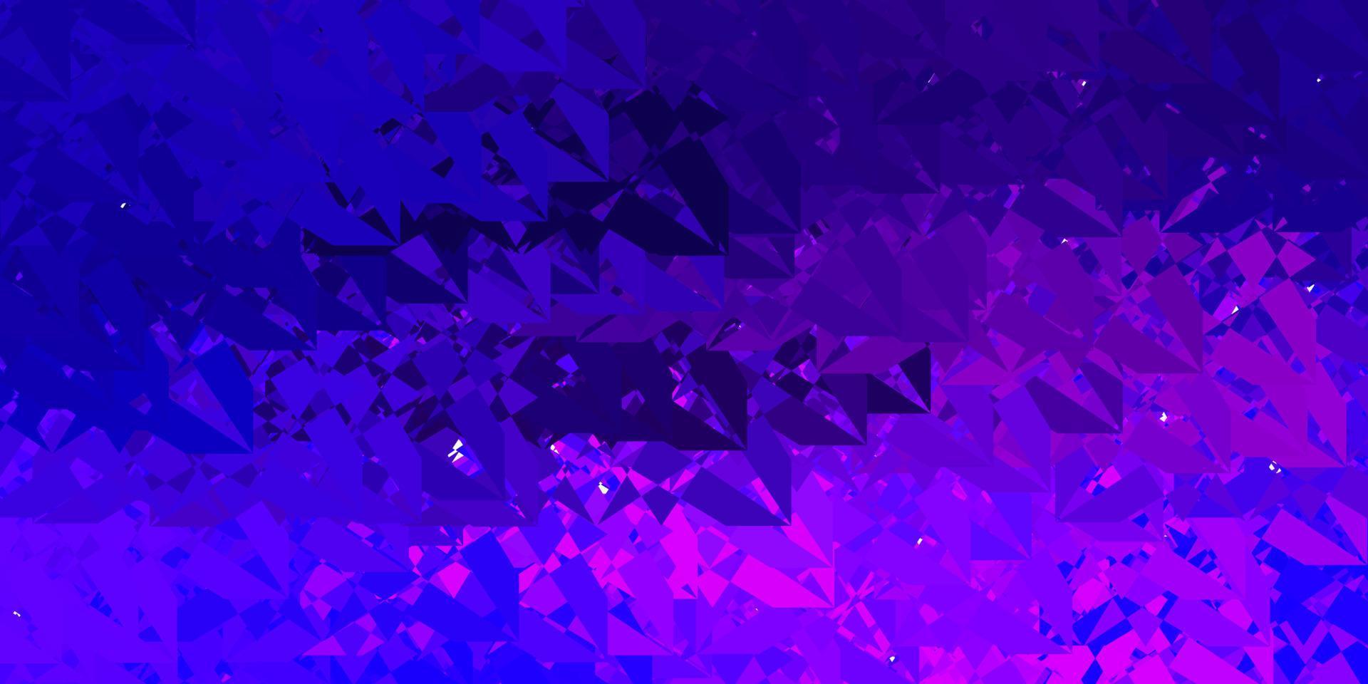 dunkelviolette, rosa Vektortextur mit zufälligen Dreiecken. vektor